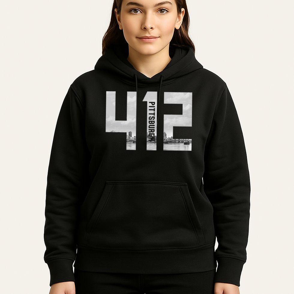 Vintage Pittsburgh Pennsylvania 412 Area Code Skyline Hoodie