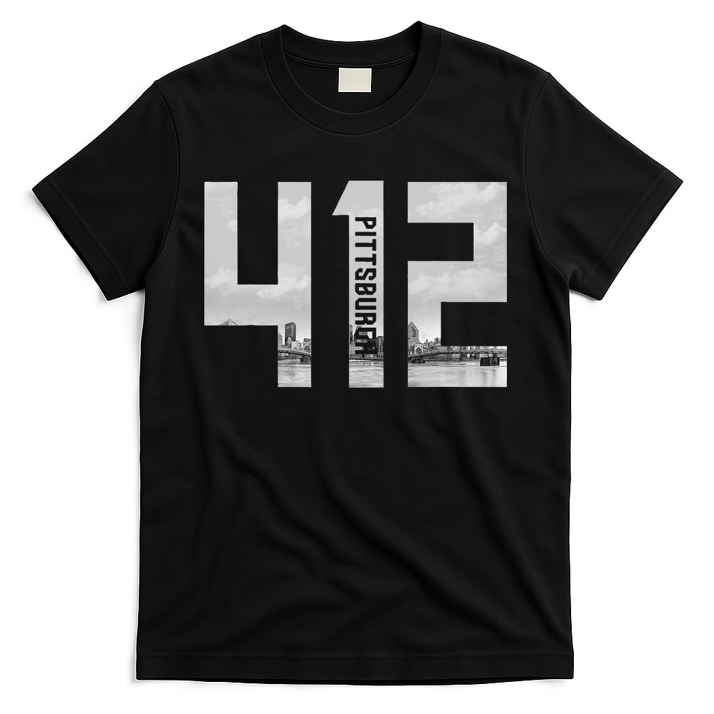 Vintage Pittsburgh Pennsylvania 412 Area Code Skyline T-Shirt