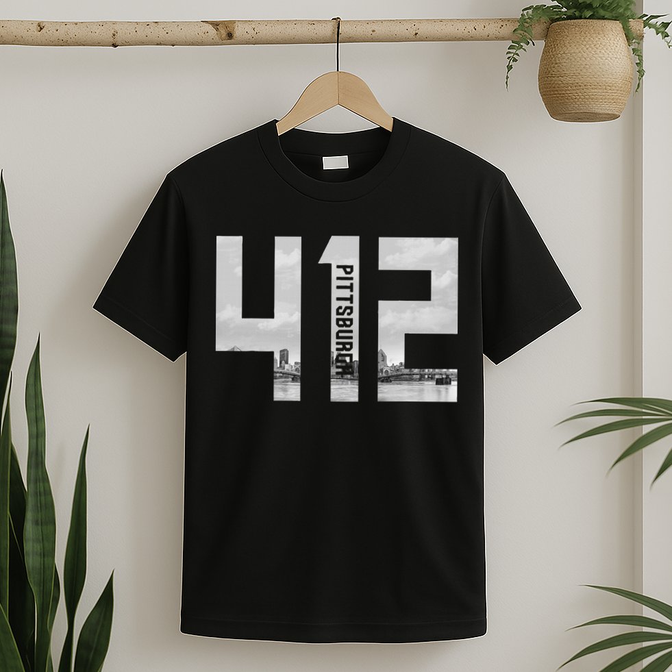Vintage Pittsburgh Pennsylvania 412 Area Code Skyline T-Shirt
