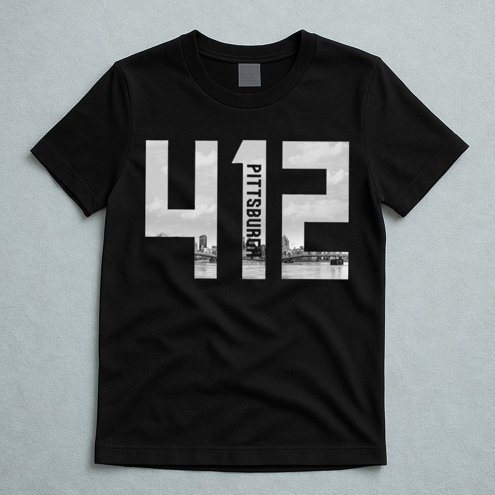 Vintage Pittsburgh Pennsylvania 412 Area Code Skyline T-Shirt
