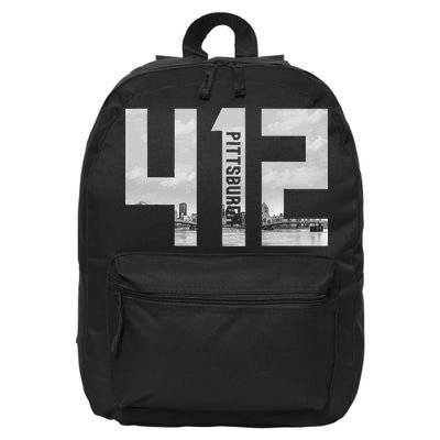 Vintage Pittsburgh Pennsylvania 412 Area Code Skyline 16 in Basic Backpack