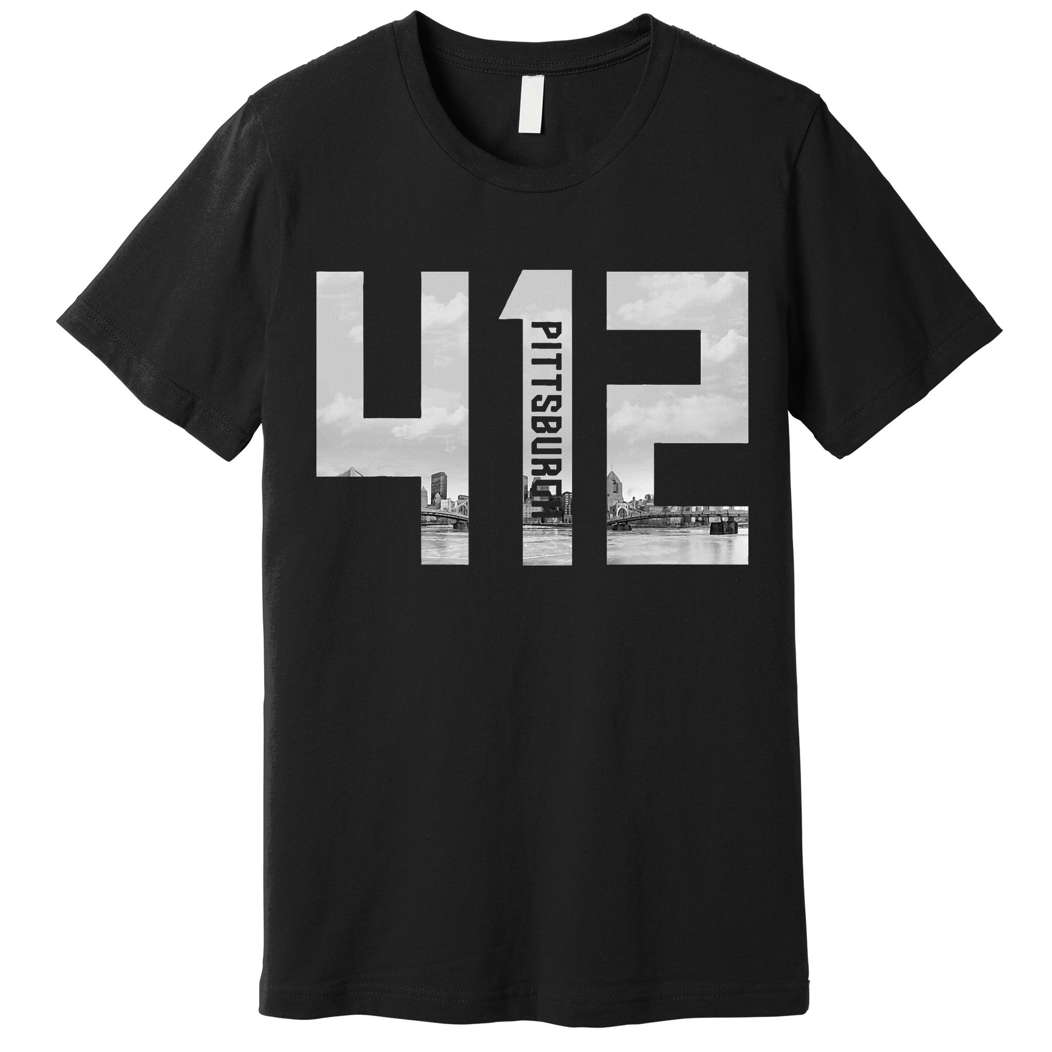 Vintage Pittsburgh Pennsylvania 412 Area Code Skyline Premium T-Shirt