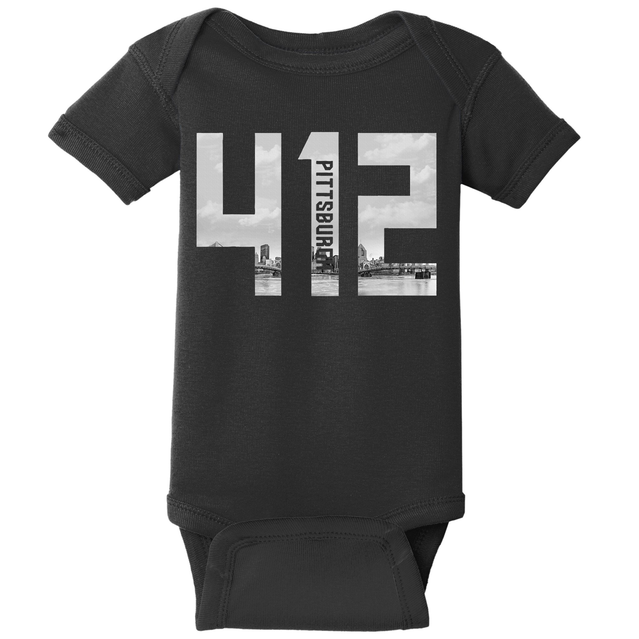 Vintage Pittsburgh Pennsylvania 412 Area Code Skyline Baby Bodysuit