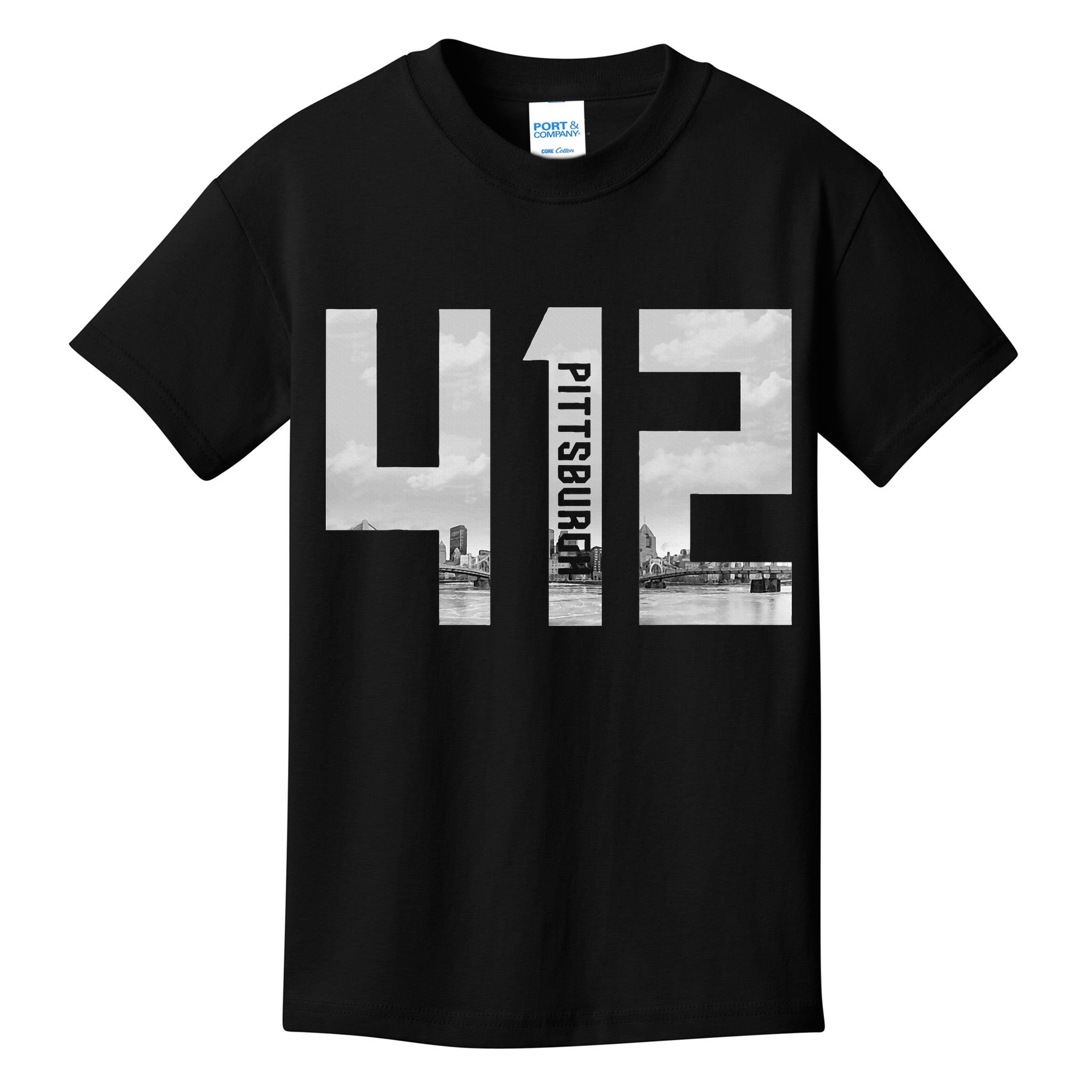 Vintage Pittsburgh Pennsylvania 412 Area Code Skyline Kids T-Shirt