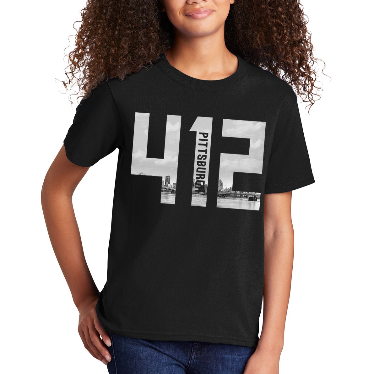 Vintage Pittsburgh Pennsylvania 412 Area Code Skyline Kids T-Shirt