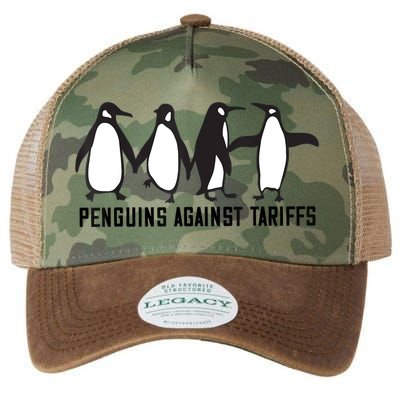 Vintage Penguins Protest Against Funny Penguins Tariffs  Legacy Tie Dye Trucker Hat