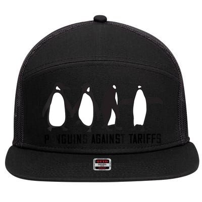 Vintage Penguins Protest Against Funny Penguins Tariffs  7 Panel Mesh Trucker Snapback Hat