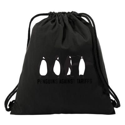 Vintage Penguins Protest Against Funny Penguins Tariffs  Drawstring Bag