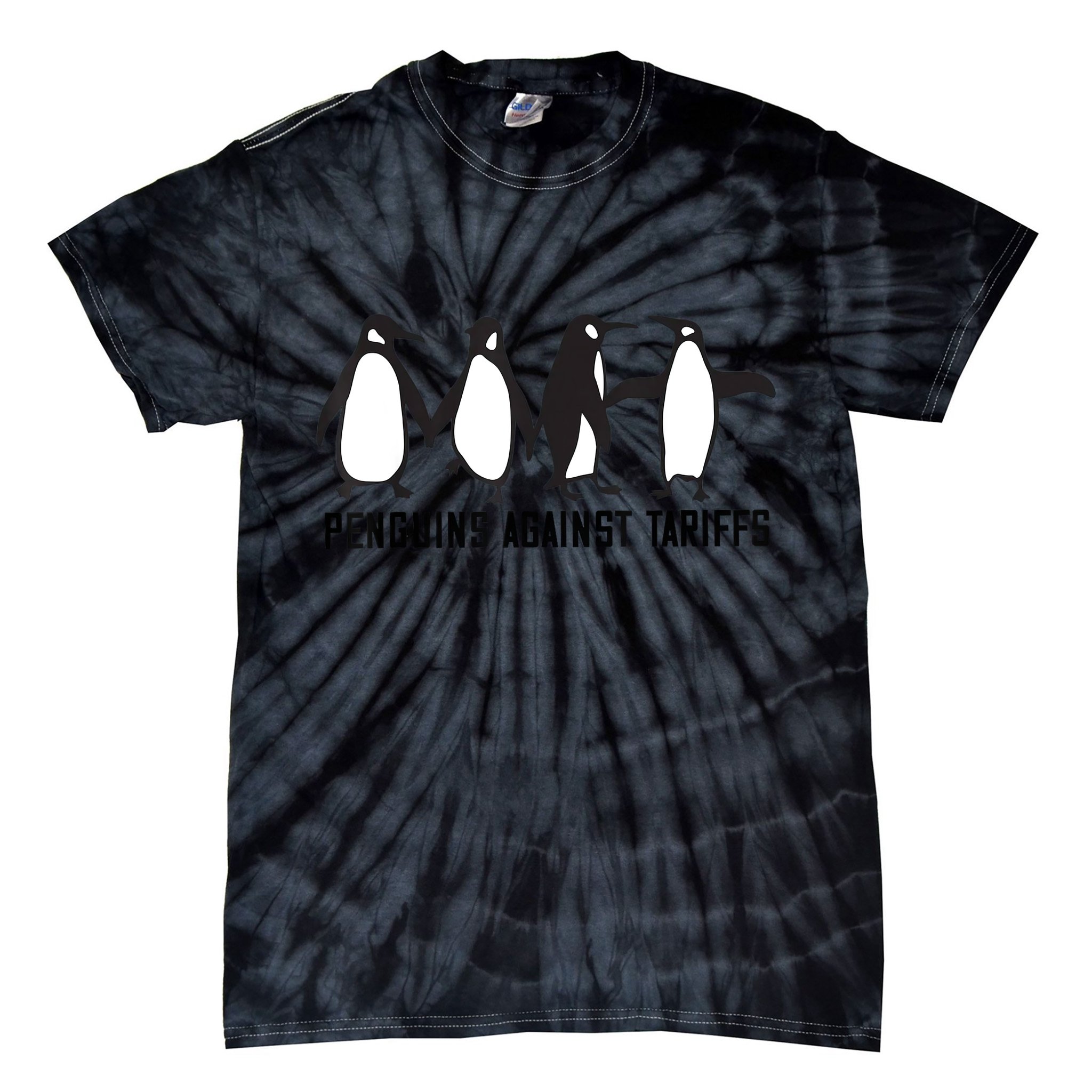 Vintage Penguins Protest Against Funny Penguins Tariffs  Tie-Dye T-Shirt
