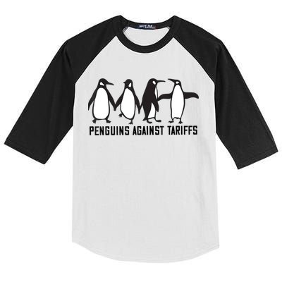 Vintage Penguins Protest Against Funny Penguins Tariffs  Kids Colorblock Raglan Jersey