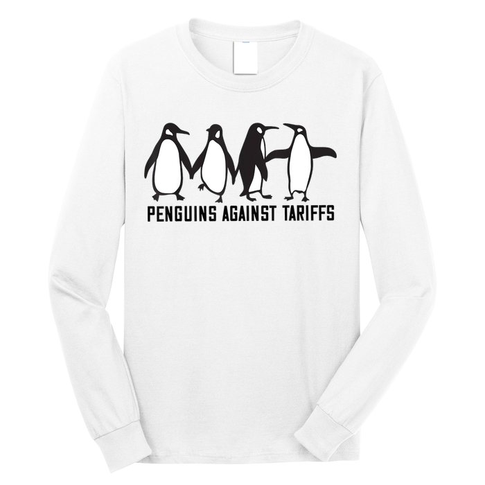 Vintage Penguins Protest Against Funny Penguins Tariffs  Long Sleeve Shirt