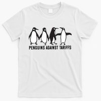 Vintage Penguins Protest Against Funny Penguins Tariffs  T-Shirt