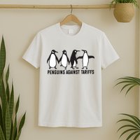 Vintage Penguins Protest Against Funny Penguins Tariffs  T-Shirt