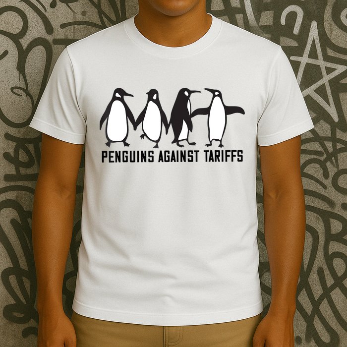 Vintage Penguins Protest Against Funny Penguins Tariffs  T-Shirt
