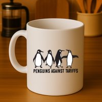 Vintage Penguins Protest Against Funny Penguins Tariffs  Mug
