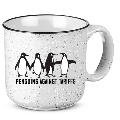 Vintage Penguins Protest Against Funny Penguins Tariffs  15oz Campfire Ceramic Mug