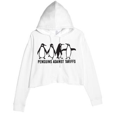 Vintage Penguins Protest Against Funny Penguins Tariffs  Crop Fleece Hoodie