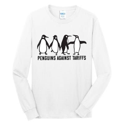Vintage Penguins Protest Against Funny Penguins Tariffs  Tall Long Sleeve T-Shirt