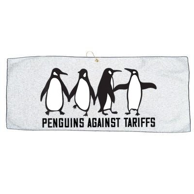 Vintage Penguins Protest Against Funny Penguins Tariffs  Large Microfiber Waffle Golf Towel