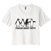 Vintage Penguins Protest Against Funny Penguins Tariffs  Crop Top