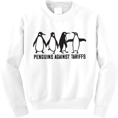 Vintage Penguins Protest Against Funny Penguins Tariffs  Kids Sweatshirt