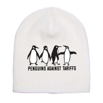 Vintage Penguins Protest Against Funny Penguins Tariffs  Short Acrylic Beanie