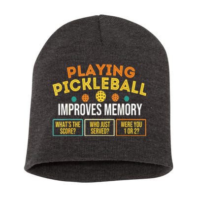 Vintage Playing Pickleball Improves Memory Pickleballers Best Gift Short Acrylic Beanie