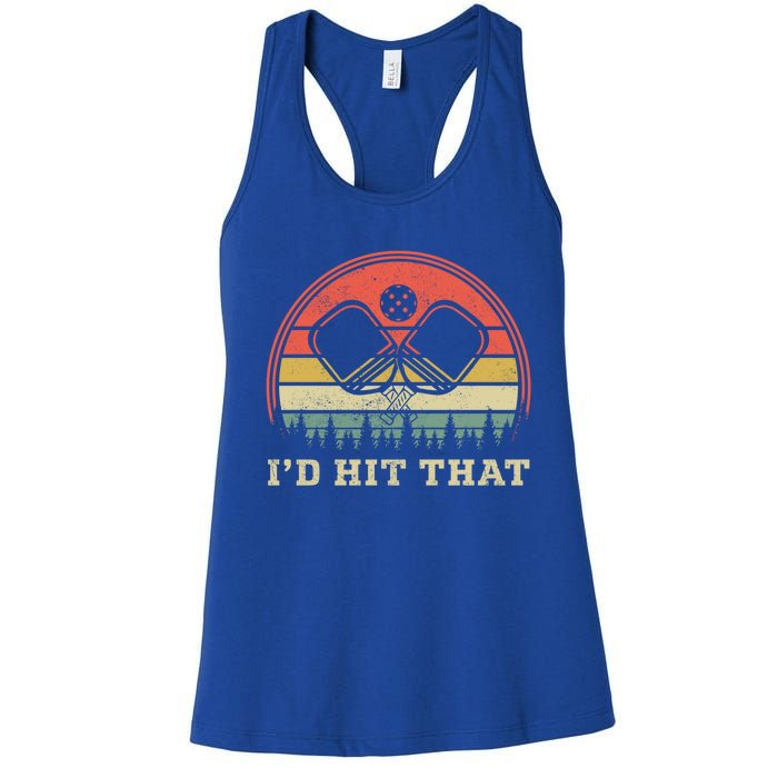 Vintage Pickleball Player Funny ID Hit That Retro Gift Women's Racerback Tank