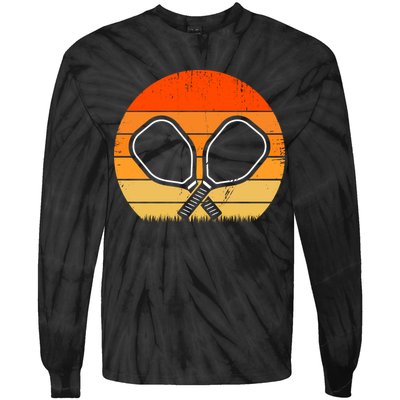 Vintage Pickleball Paddle Gift For Pickleball Player Tie-Dye Long Sleeve Shirt