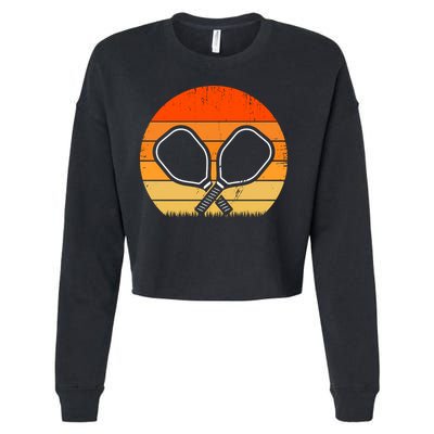 Vintage Pickleball Paddle Gift For Pickleball Player Cropped Pullover Crew