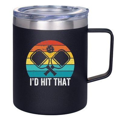 Vintage Pickleball Player Funny I'd Hit That Retro Gift 12oz Stainless Steel Coffee Mug