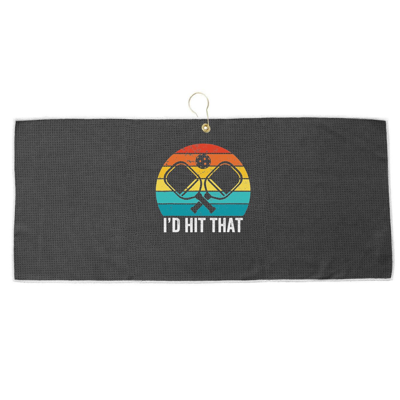 Vintage Pickleball Player Funny I'd Hit That Retro Gift Large Microfiber Waffle Golf Towel