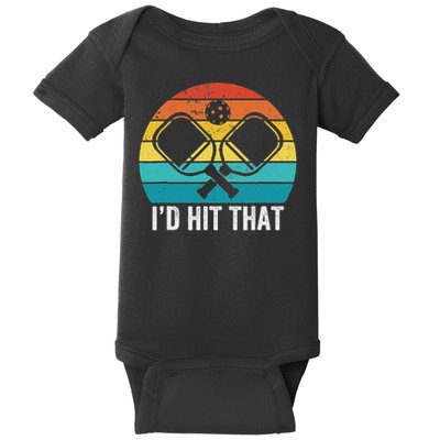 Vintage Pickleball Player Funny I'd Hit That Retro Gift Baby Bodysuit