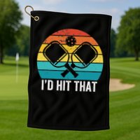 Vintage Pickleball Player Funny I'd Hit That Retro Gift Golf Towel
