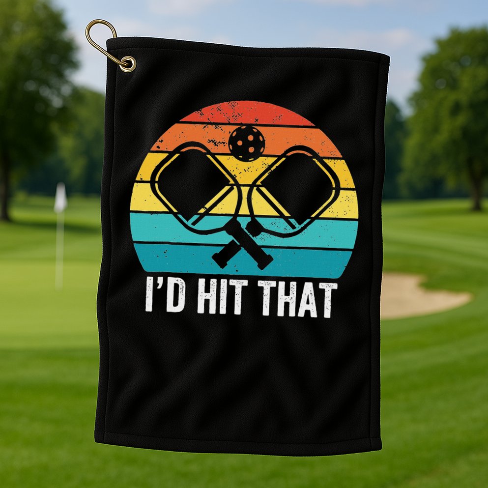 Vintage Pickleball Player Funny I'd Hit That Retro Gift Golf Towel