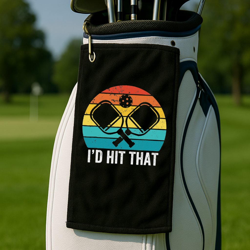 Vintage Pickleball Player Funny I'd Hit That Retro Gift Golf Towel