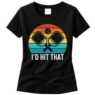 Vintage Pickleball Player Funny I'd Hit That Retro Gift Womens T-Shirt