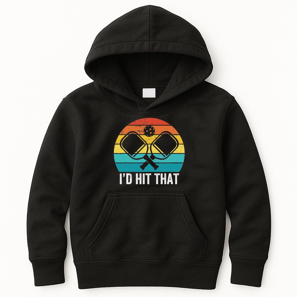 Vintage Pickleball Player Funny I'd Hit That Retro Gift Kids Hoodie