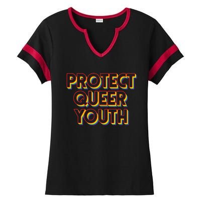 Vintage Protect Queer Rainbow LGBT Rights Pride Ladies Halftime Notch Neck Tee