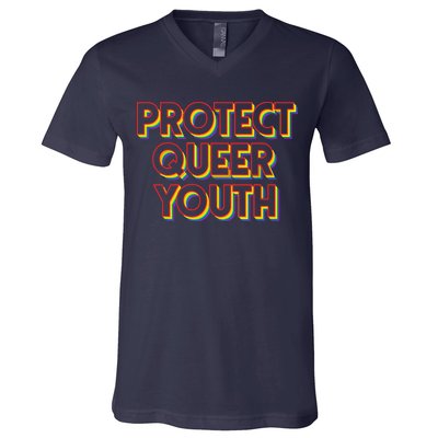 Vintage Protect Queer Rainbow LGBT Rights Pride V-Neck T-Shirt