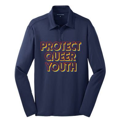 Vintage Protect Queer Rainbow LGBT Rights Pride Silk Touch Performance Long Sleeve Polo