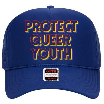 Vintage Protect Queer Rainbow LGBT Rights Pride High Crown Mesh Back Trucker Hat