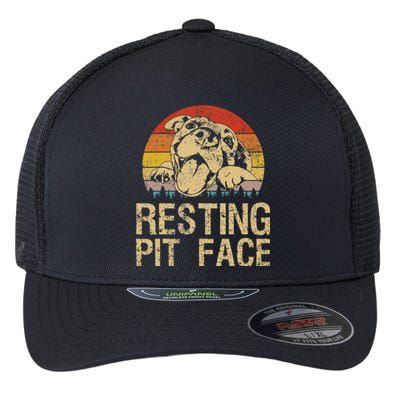 Vintage Pitbull Resting Pit Face Funny Pitbull Lovers Flexfit Unipanel Trucker Cap