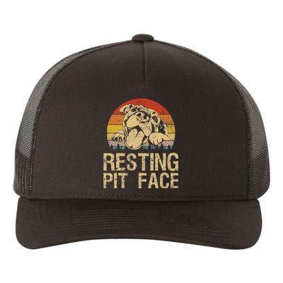 Vintage Pitbull Resting Pit Face Funny Pitbull Lovers Yupoong Adult 5-Panel Trucker Hat