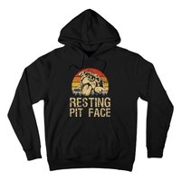 Vintage Pitbull Resting Pit Face Funny Pitbull Lovers Hoodie