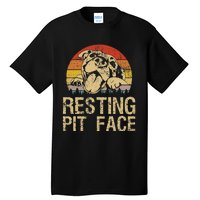 Vintage Pitbull Resting Pit Face Funny Pitbull Lovers Tall T-Shirt