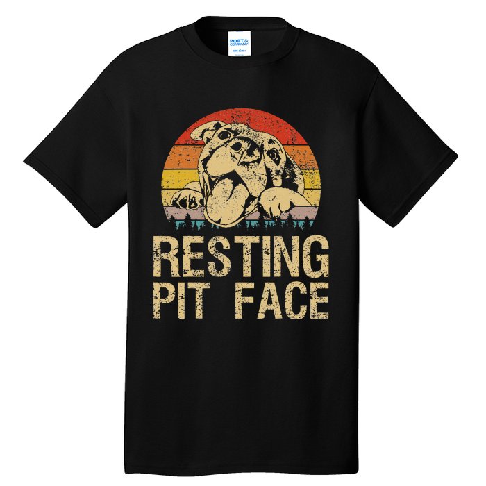 Vintage Pitbull Resting Pit Face Funny Pitbull Lovers Tall T-Shirt