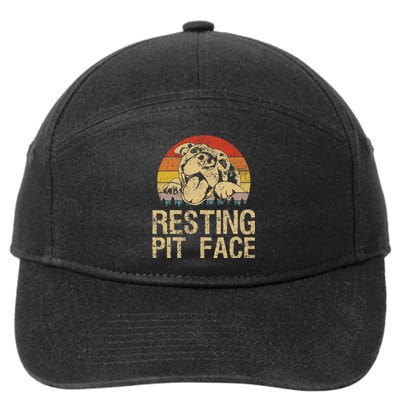 Vintage Pitbull Resting Pit Face Funny Pitbull Lovers 7-Panel Snapback Hat