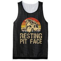 Vintage Pitbull Resting Pit Face Funny Pitbull Lovers Mesh Reversible Basketball Jersey Tank