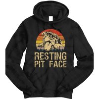 Vintage Pitbull Resting Pit Face Funny Pitbull Lovers Tie Dye Hoodie